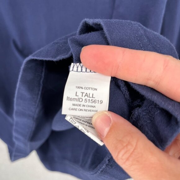 LL Bean Mens Long Sleeve Bean Boot Graphic Shirt Size L Tall Blue Outdoor GORP - Picture 5 of 10